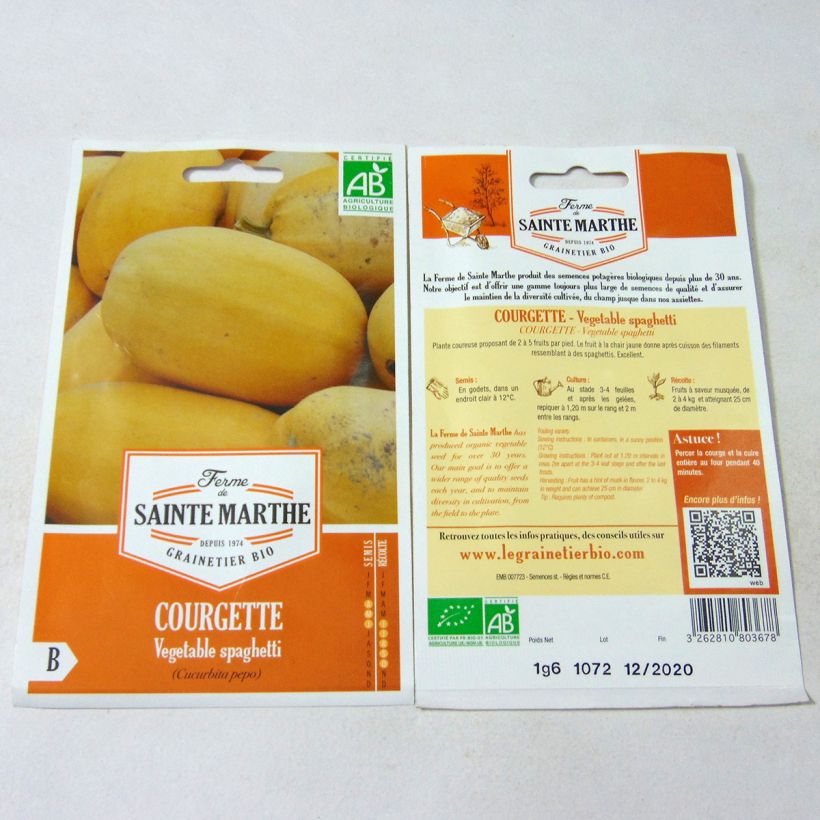 Example of Squash Vegetable Spaghetti - Ferme de Sainte Marthe Seeds per pack of 10 seeds (1.6g) specimen as delivered