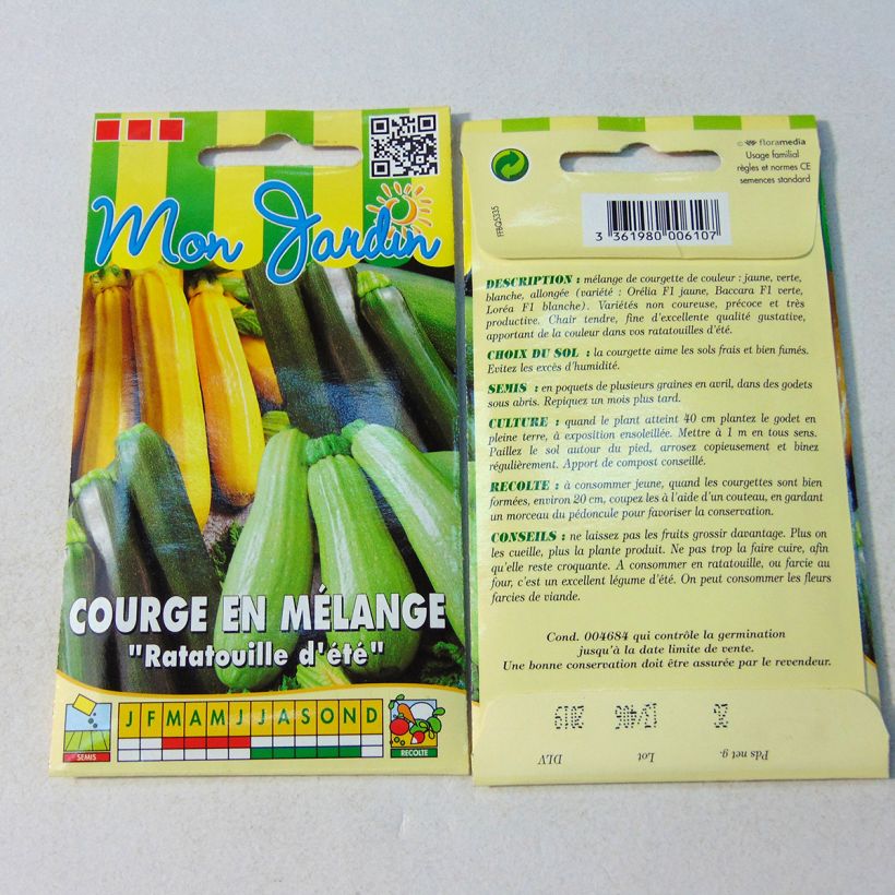 Example of Zucchini Summer Ratatouille Mix - seeds - Cucurbita pepo per pack of 12 seeds (2g) specimen as delivered