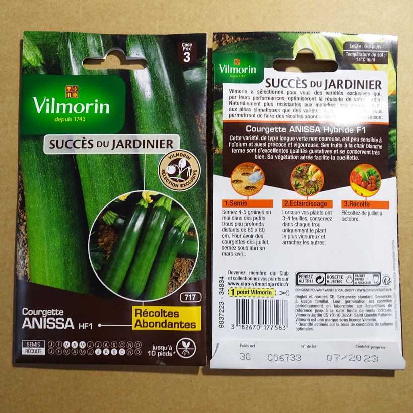 Example of Courgette Anissa F1 - Vilmorin Seeds specimen as delivered