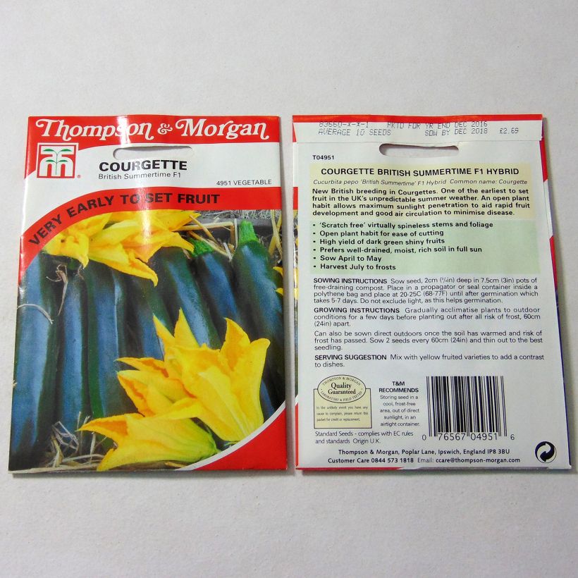 Example of Zucchini British Summertime F1 - Cucurbita pepo per pack of 10 seeds specimen as delivered