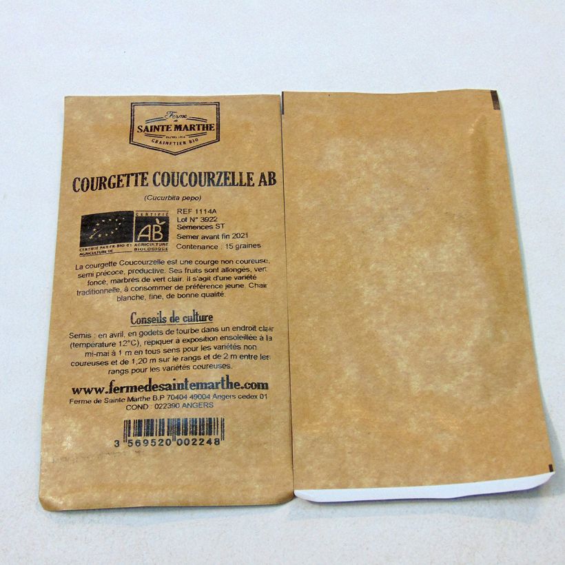 Example of Courgette Cocozelle - Ferme de Sainte Marthe Seeds per pack of 15 seeds (1g) specimen as delivered