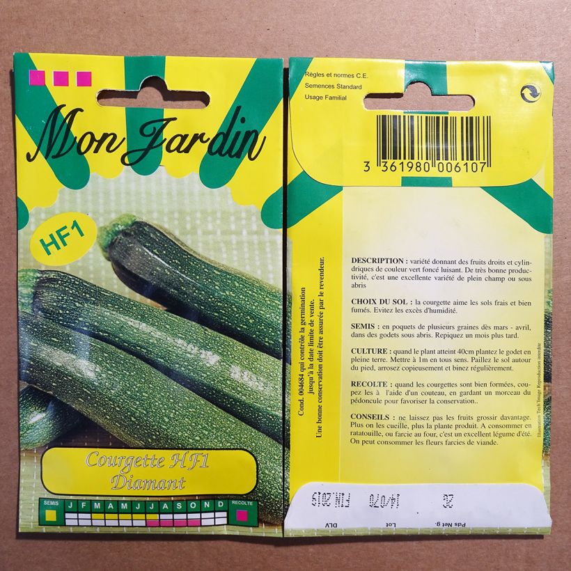 Example of Zucchini Diamant F1 - Cucurbita pepo per pack of 20 seeds (2g) specimen as delivered