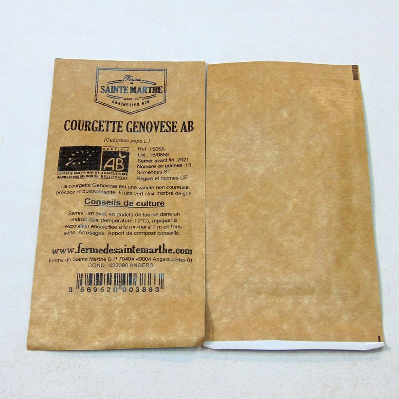 Example of Courgette Genovese - Ferme de Sainte Marthe Seeds per pack of 15 seeds (1g) specimen as delivered