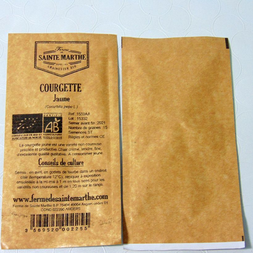 Example of Yellow Courgette - Ferme de Sainte Marthe Seeds per pack of 15 seeds specimen as delivered