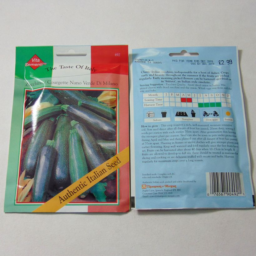 Example of Zucchini Nano Verde di Milano - Cucurbita pepo specimen as delivered