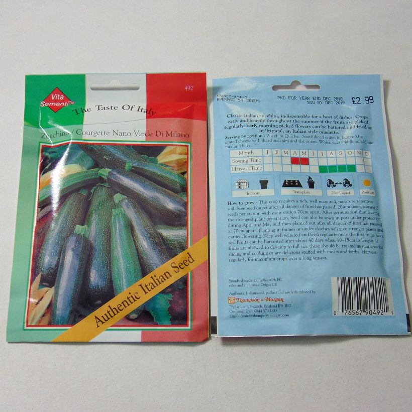 Example of Zucchini Nano Verde di Milano - Cucurbita pepo per pack of 54 seeds specimen as delivered