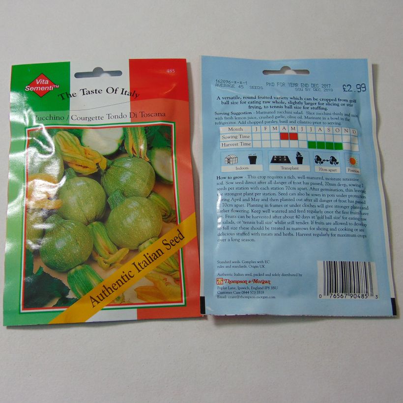 Example of Zucchini Tondo di Toscana - Cucurbita pepo per pack of 45 seeds specimen as delivered