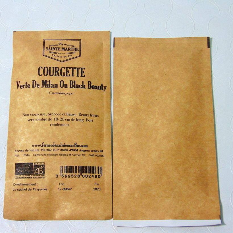 Example of Courgette Black Beauty - Ferme de Sainte Marthe Seeds per pack of 15 seeds (1g) specimen as delivered