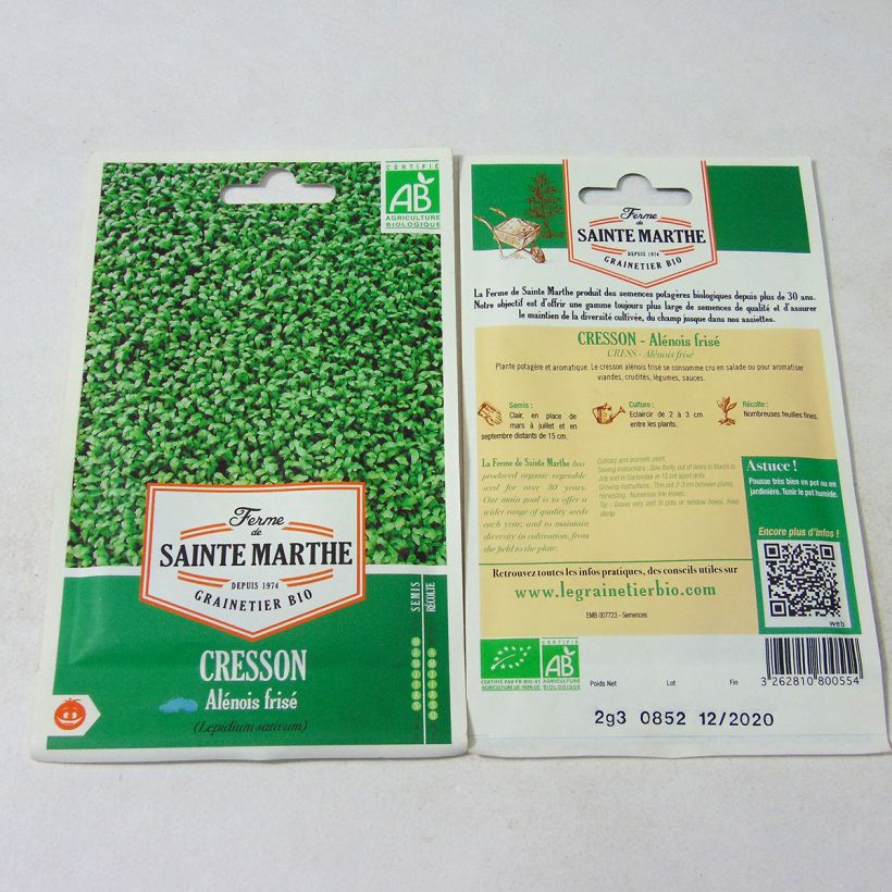 Example of Curled Cress - Ferme de Sainte Marthe Seeds per pack of 1000 seeds (2.3g) specimen as delivered