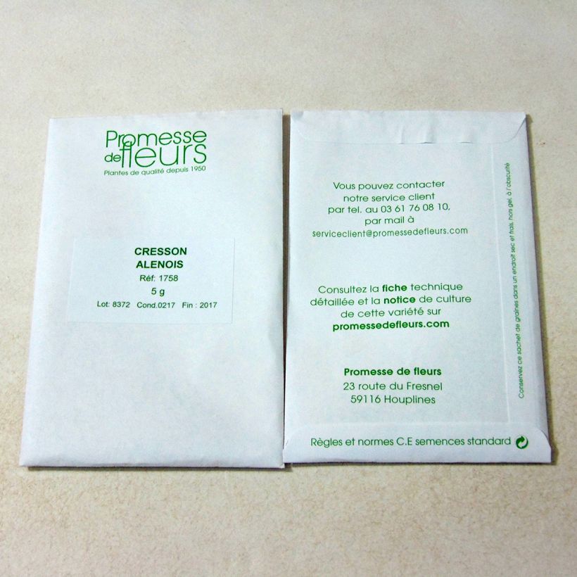 Example of Garden Cress - Lepidium sativum per pack of 2000 seeds (5g) specimen as delivered