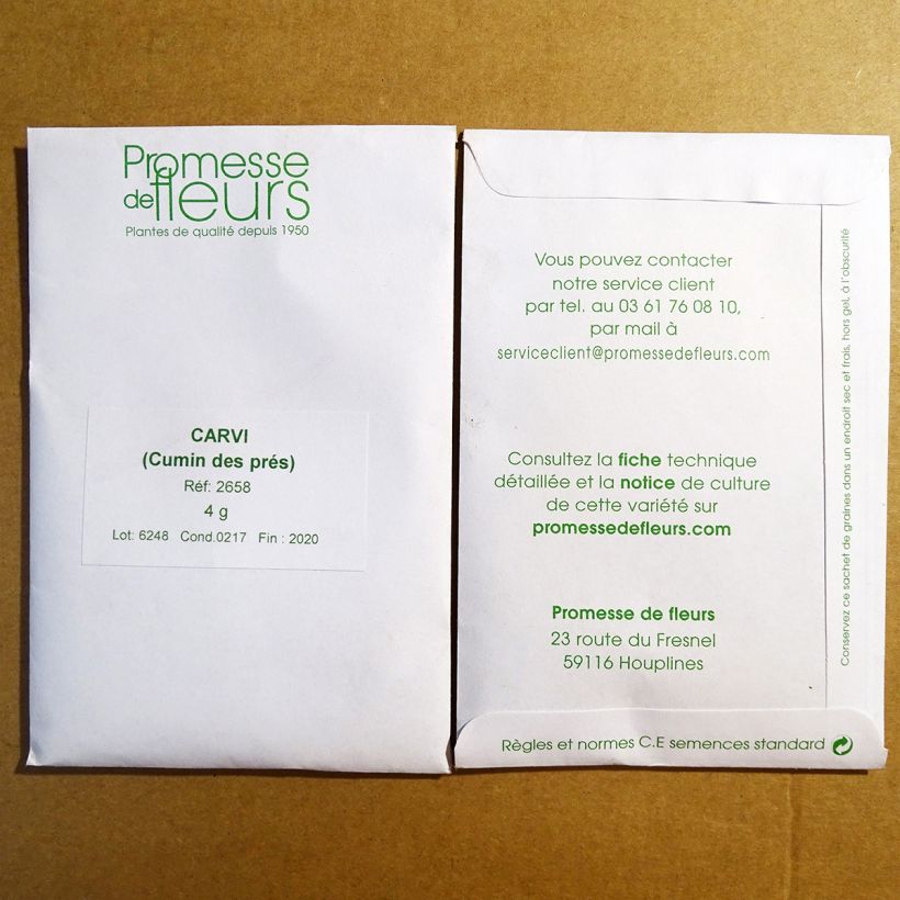 Example of Carum carvi seeds per pack of 1250 seeds (4g) specimen as delivered