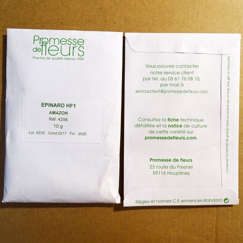 Example of Spinach Amazon F1 Seeds per pack of 700 seeds (10g) specimen as delivered