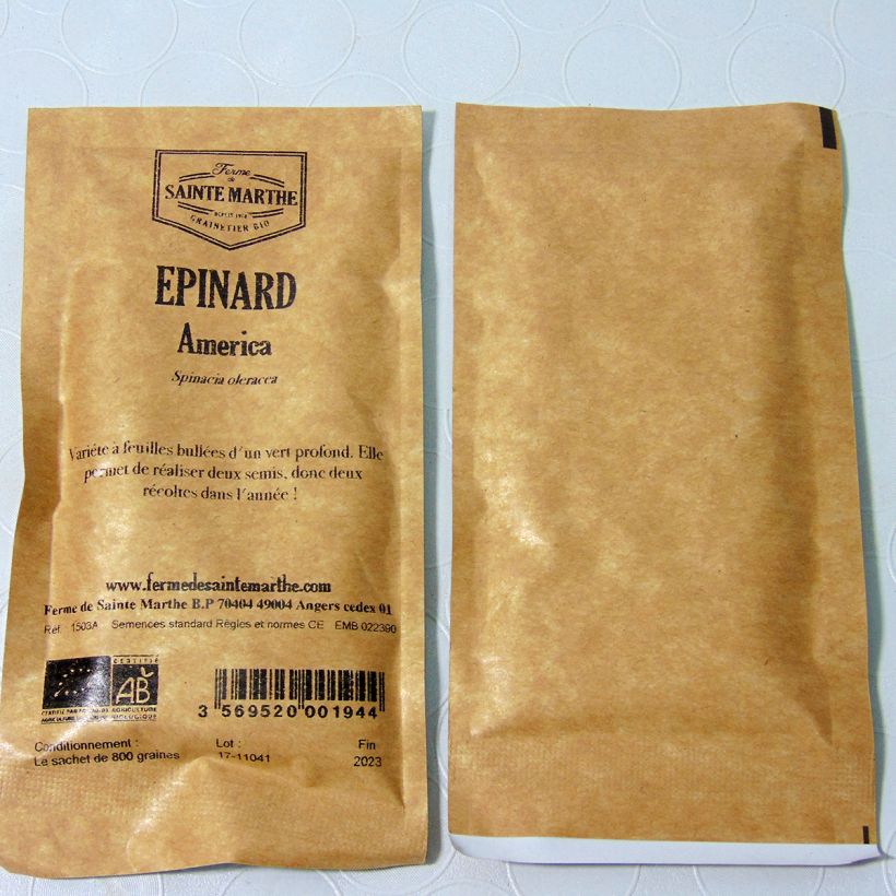 Example of Spinach America - Ferme de Sainte Marthe Seeds per pack of 500 seeds (9g) specimen as delivered