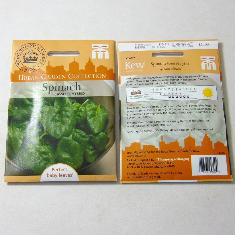Example of Spinach Picasso F1 specimen as delivered