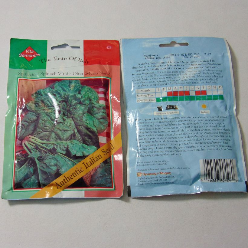 Example of Spinach Viridis per pack of 1200 seeds specimen as delivered