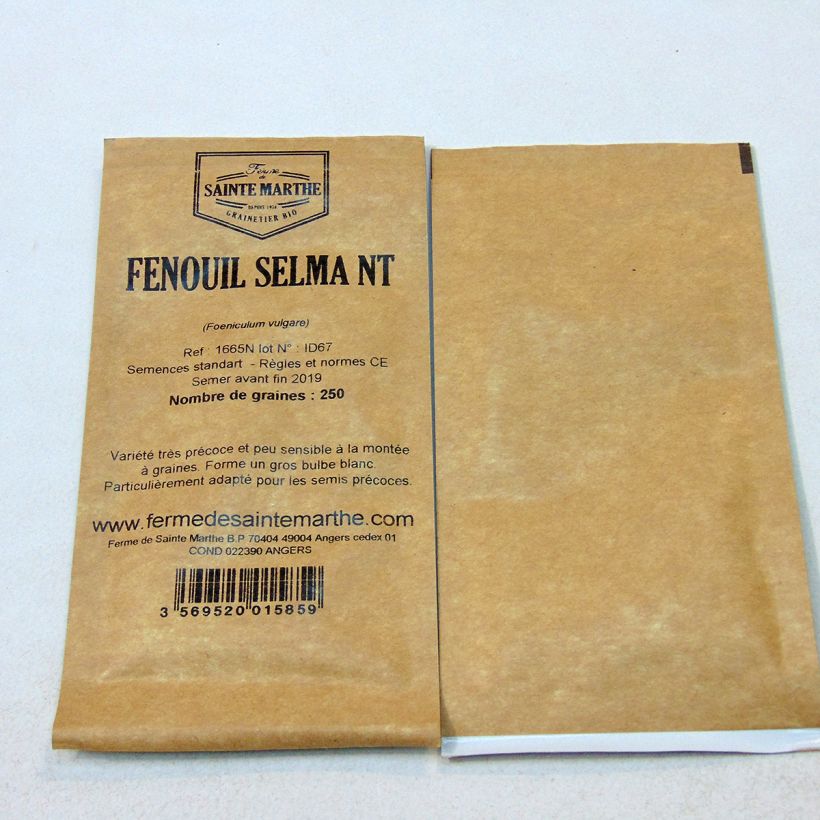 Example of Fennel Selma (untreated) - Ferme de Sainte Marthe seeds - Foeniculum dulce per pack of 250 seeds (1g) specimen as delivered