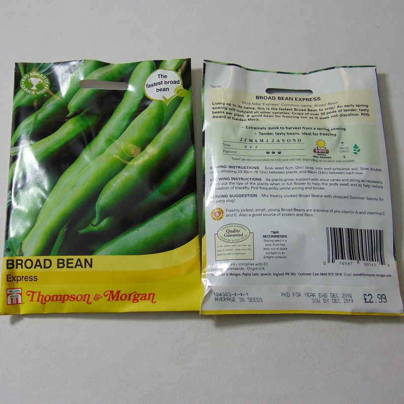 Example of Broad bean Express per pack of 30 seeds specimen as delivered