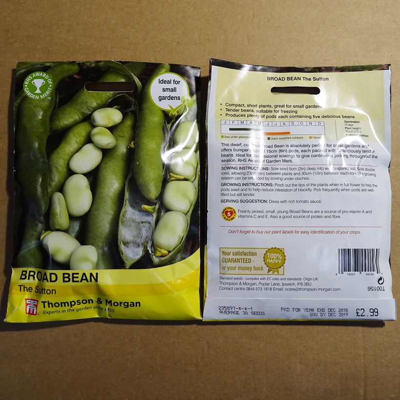 Example of Broad bean The Sutton per pack of 40 seeds (75g) specimen as delivered