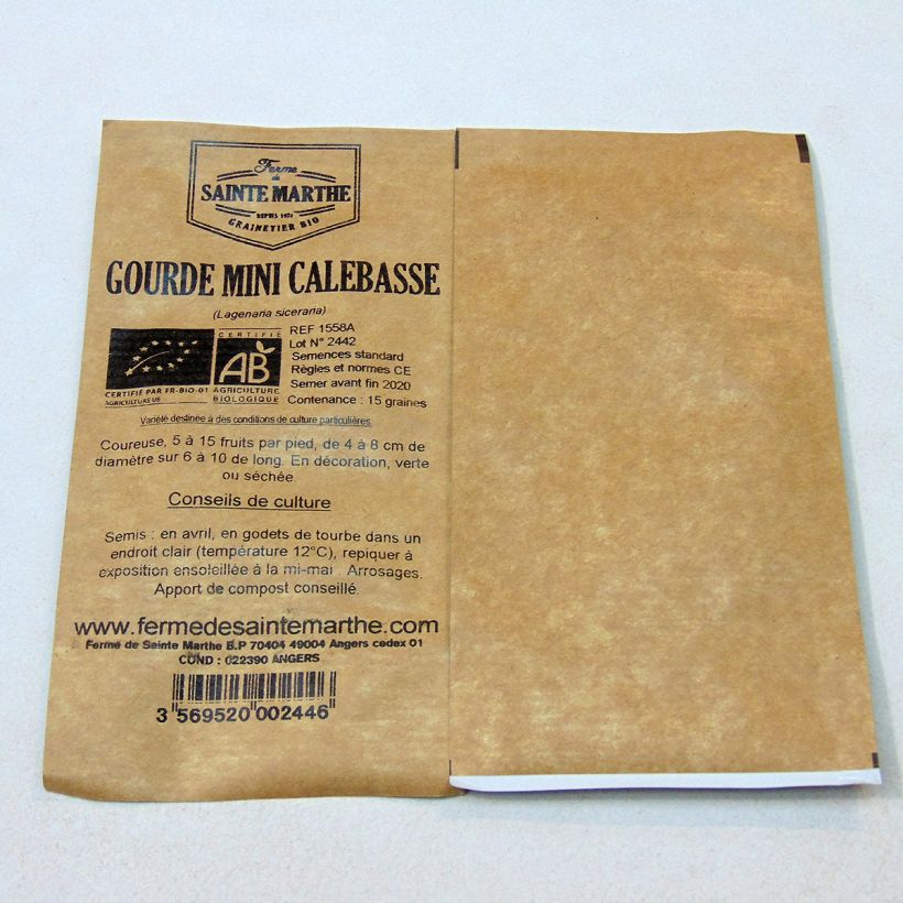 Example of Gourde Mini Calebasse Bio - Ferme de Sainte Marthe seeds per pack of 15 seeds (1g) specimen as delivered