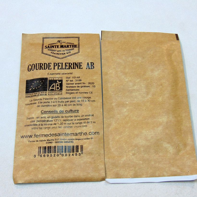 Example of Lagenaria siceraria Pélerine per pack of 15 seeds (2g) specimen as delivered