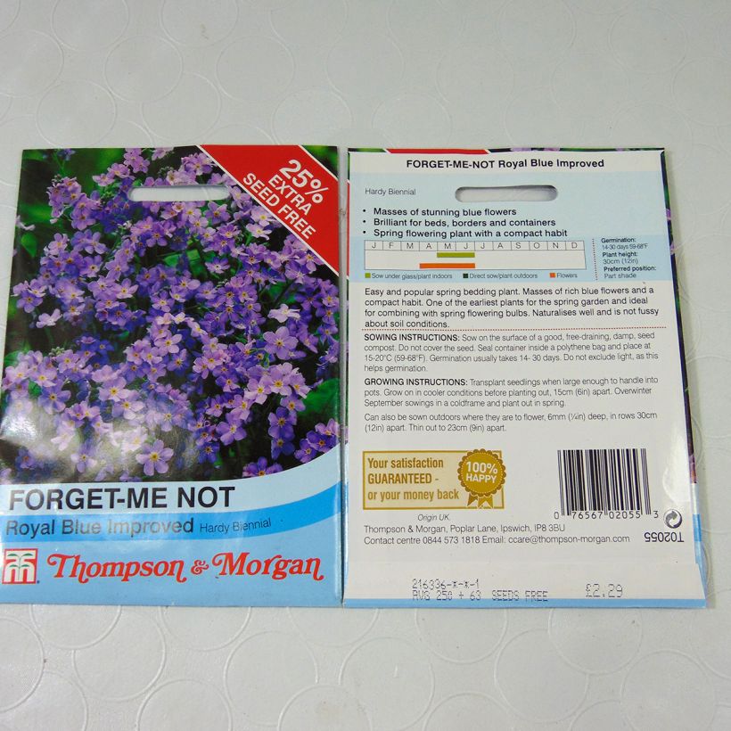 Example of Forget-Me-Not Royal Blue Seeds - Myosotis sylvatica specimen as delivered
