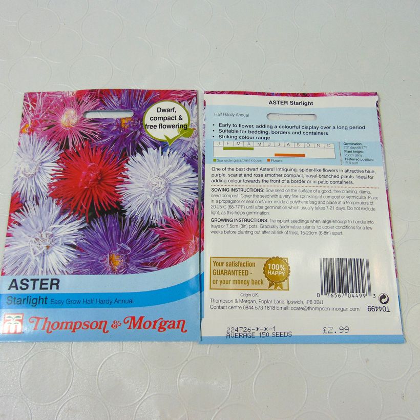 Example of China aster Starlight Mixed Seeds per pack of 250 seeds (0,5g) specimen as delivered