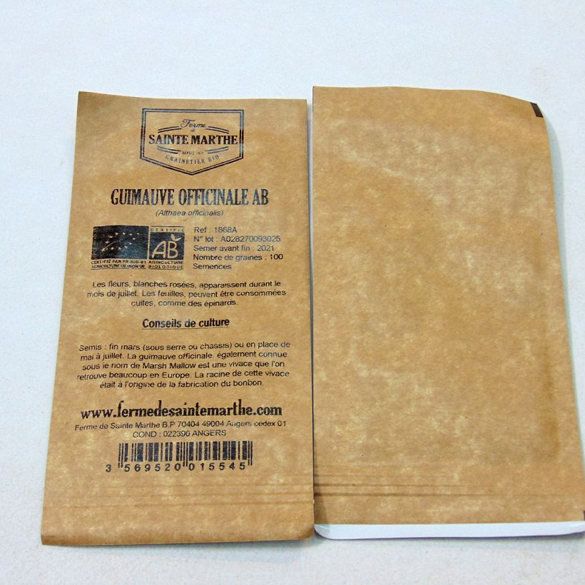 Example of Organic Althaea officinalis  per pack of 100 seeds specimen as delivered