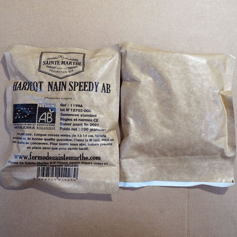 Example of Common bean Speedy per pack of 120 seeds (60g) specimen as delivered
