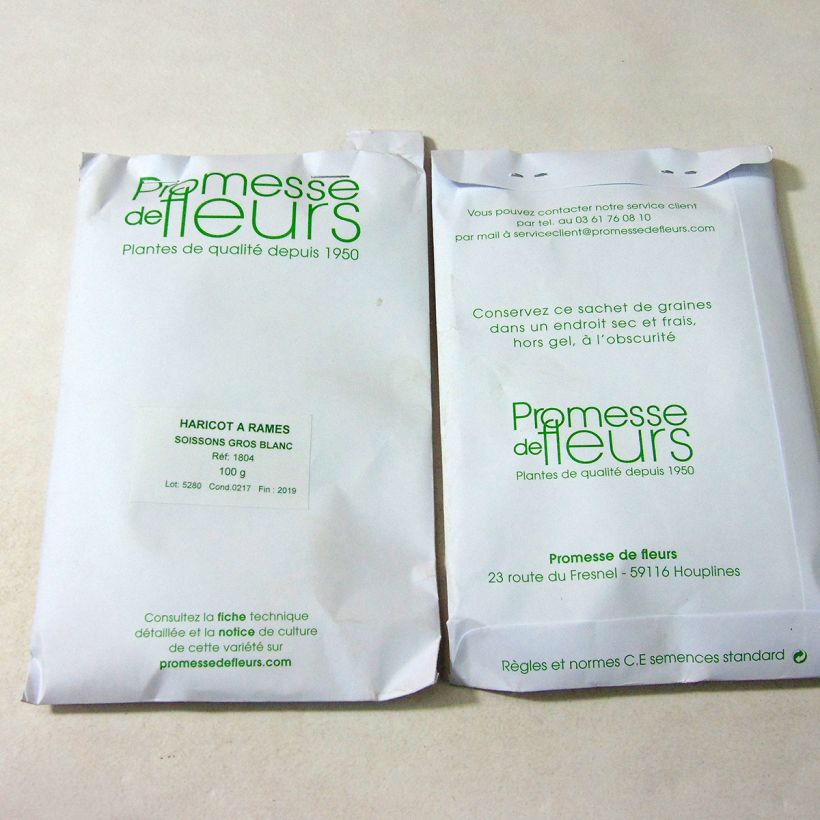 Example of Pole Dry Bean De Soissons per pack of 200 seeds (100g) specimen as delivered