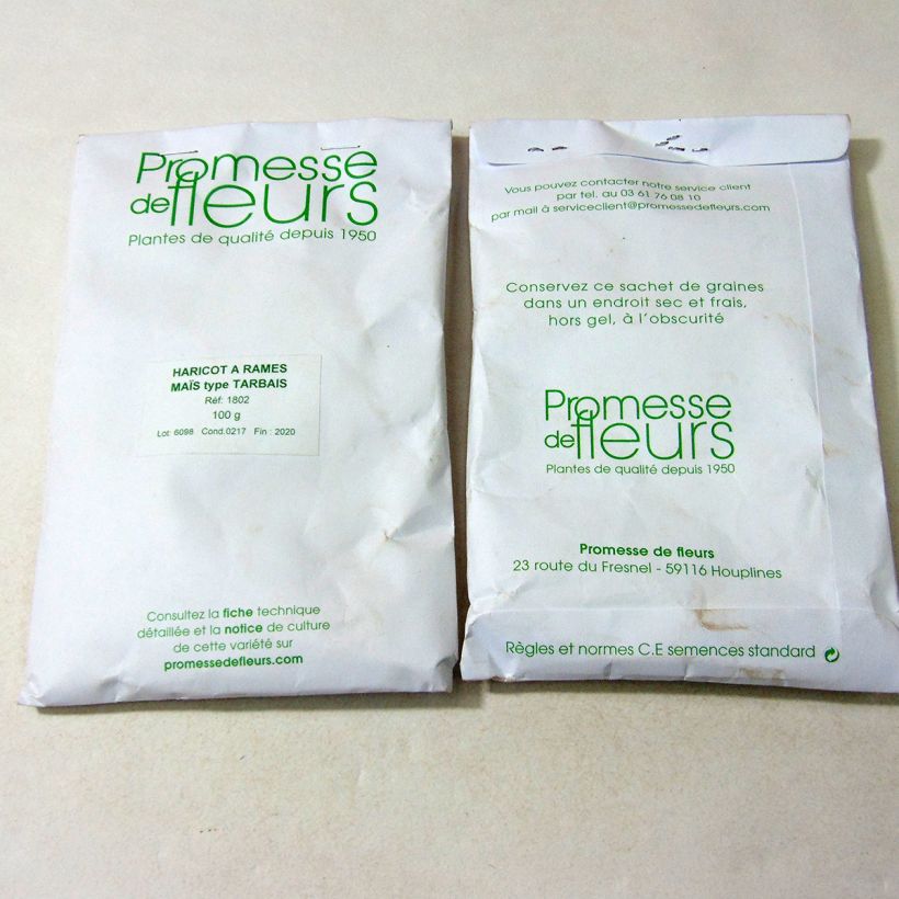 Example of Pole Dry Bean Maïs Tarbais per pack of 200 seeds (75g) specimen as delivered