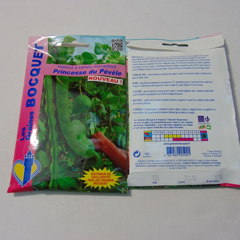 Example of French Pole Bean Princesse du Pévèle per pack of 180 seeds (90g) specimen as delivered