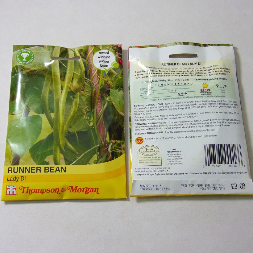 Example of Runner Bean Lady Di specimen as delivered