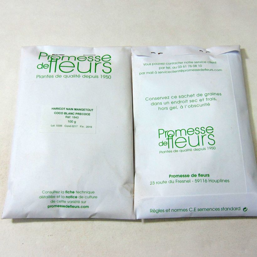 Example of Bush Shell Bean Coco per pack of 180 seeds (100g) specimen as delivered