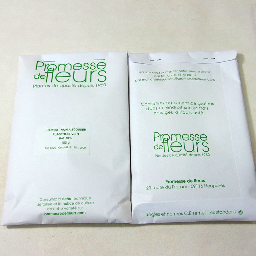 Example of Dwarf Bean for Shelling Flageolet Vert Seeds specimen as delivered