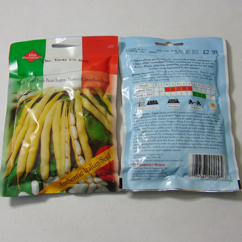 Example of Dwarf Bean for Shelling Impero Bianco per pack of 200 seeds (100g) specimen as delivered