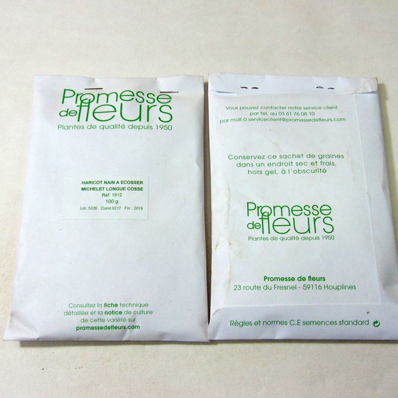 Example of Dwarf Bean for shelling Michelet long pod per pack of 180 seeds (100g) specimen as delivered