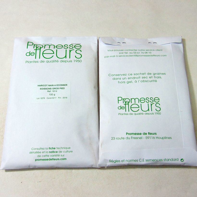 Example of Dwarf Bean for shelling Soissons big foot per pack of 200 seeds (100g) specimen as delivered