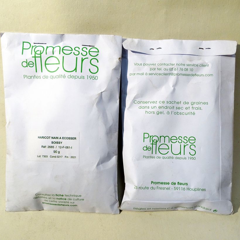 Example of Dwarf Bean for Shelling Soissy per pack of 250 seeds (90g) specimen as delivered