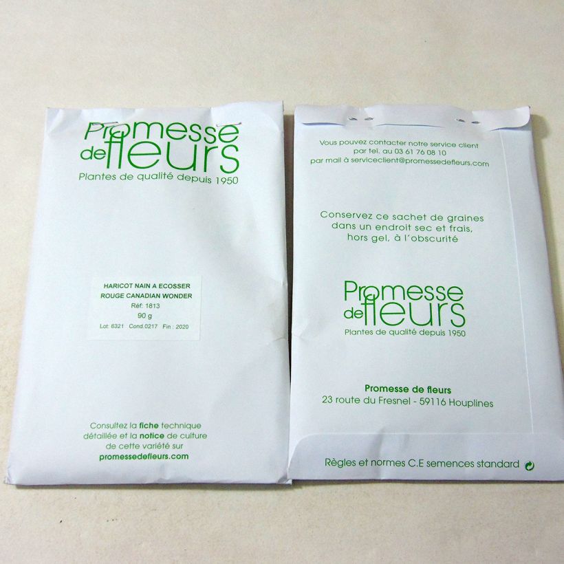 Example of Dwarf French Bean Canadian Wonder per pack of 150 seeds (90g) specimen as delivered