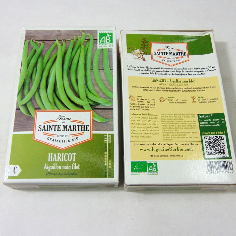 Example of Dwarf Filet Bean Aiguillon - Ferme de Sainte Marthe Seeds per 80 g seed pack specimen as delivered