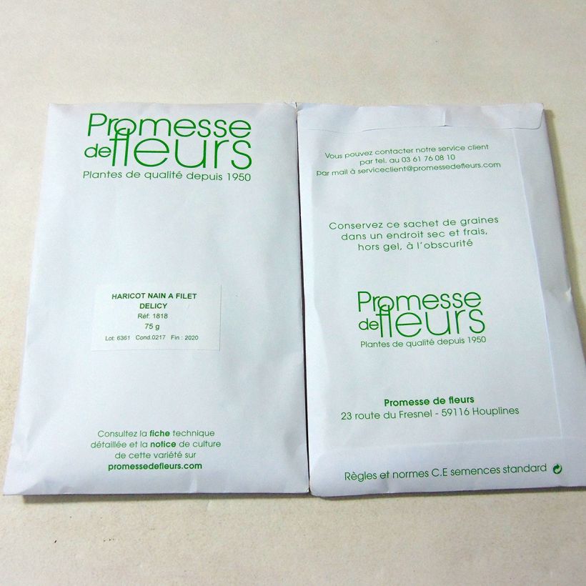 Example of Dwarf Bean with Netting Delicy per pack of 150 seeds (75g) specimen as delivered
