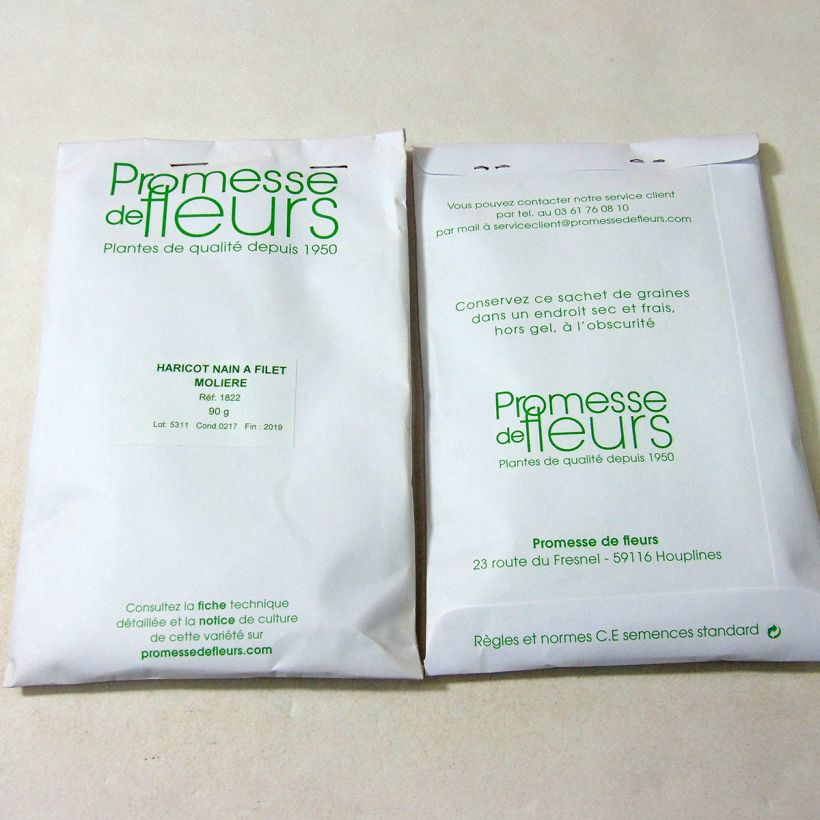 Example of Dwarf Bean with net Molière per pack of 220 seeds (90g) specimen as delivered