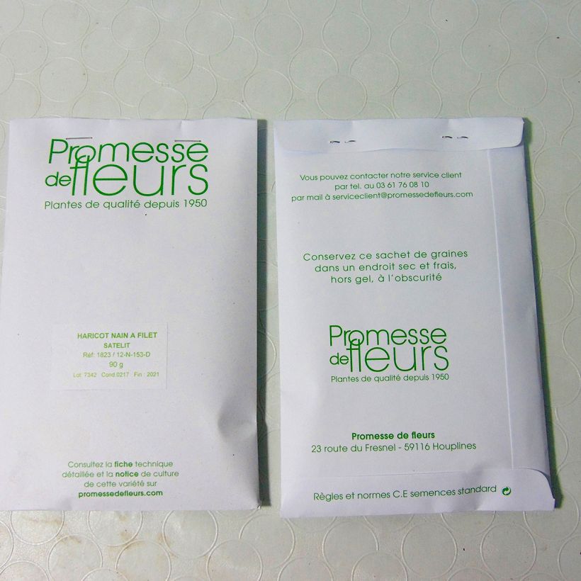 Example of Dwarf Filet Bean Satelit per 90 g seed pack specimen as delivered