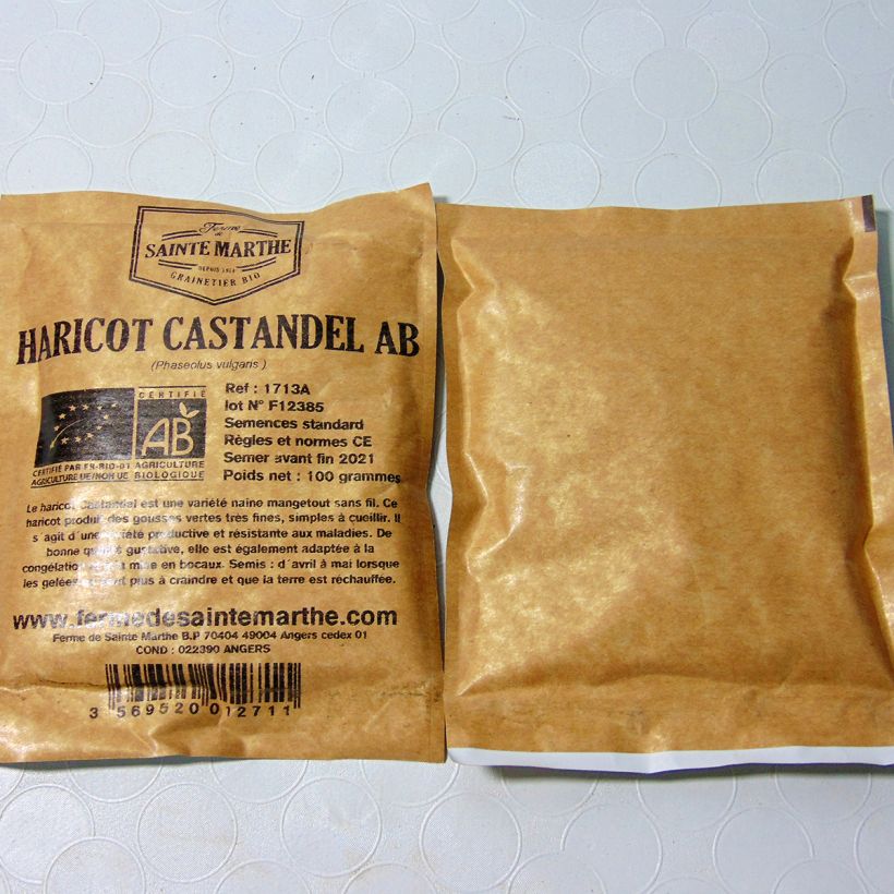Example of Common Bean Castandel per pack of 160 seeds (80g) specimen as delivered