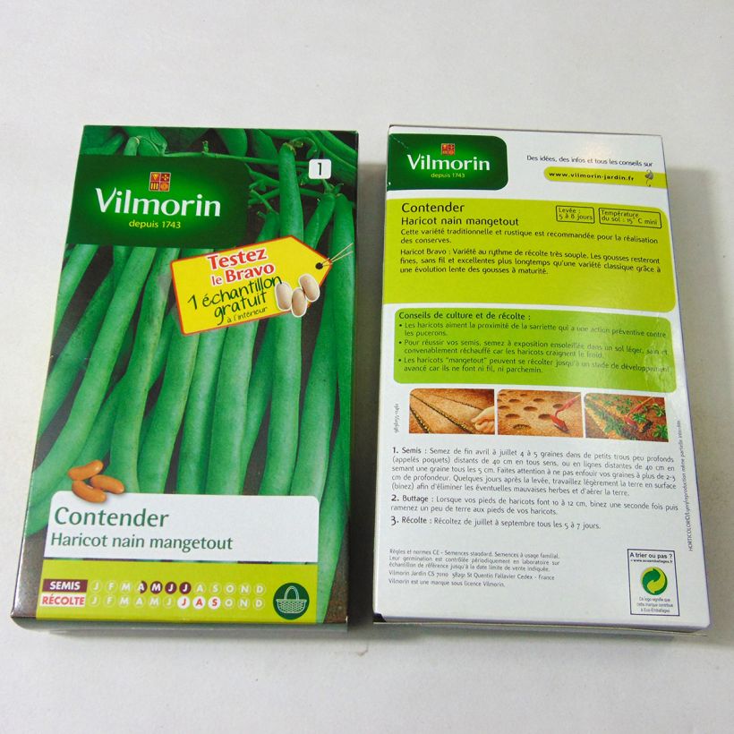 Example of Dwarf French Bean Contender per pack of 400 seeds (200g) specimen as delivered