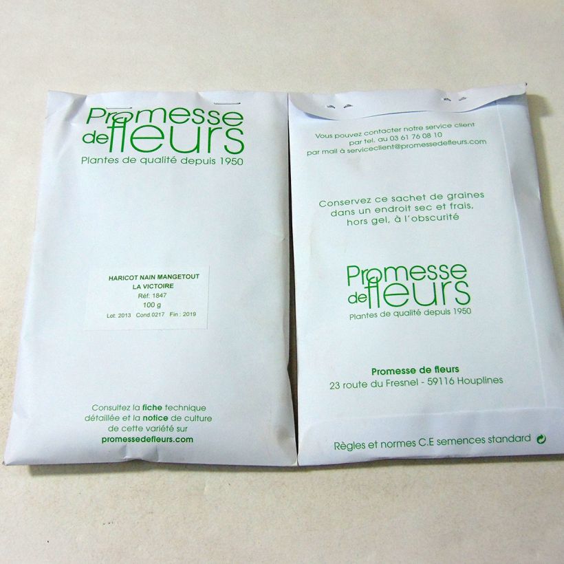 Example of Dwarf snap bean La Victoire per pack of 200 seeds (100g) specimen as delivered