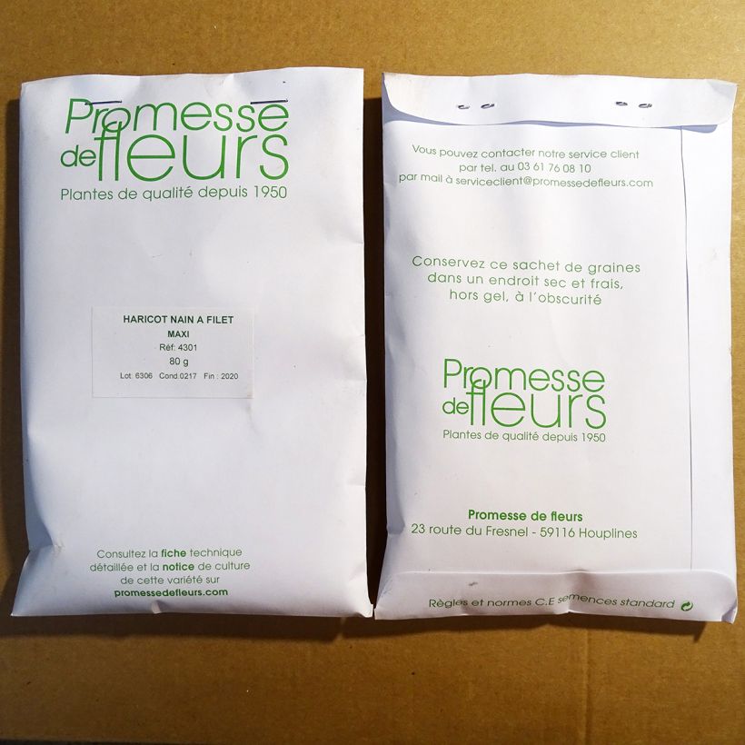 Example of Dwarf French Bean Maxi per pack of 220 seeds (80g) specimen as delivered