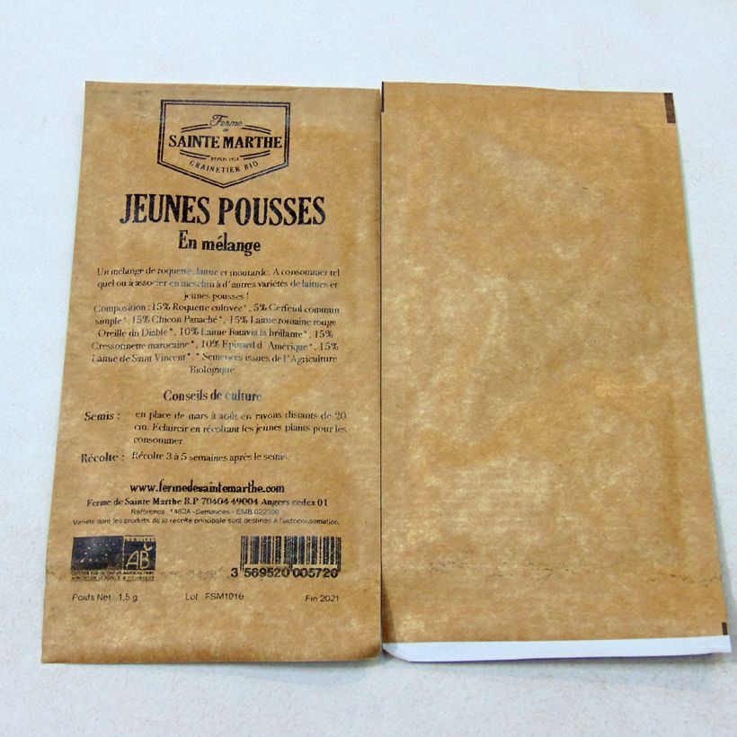 Example of Organic Mixed Baby Greens - Ferme de Sainte Marthe seeds  seeds per pack of 500 seeds specimen as delivered