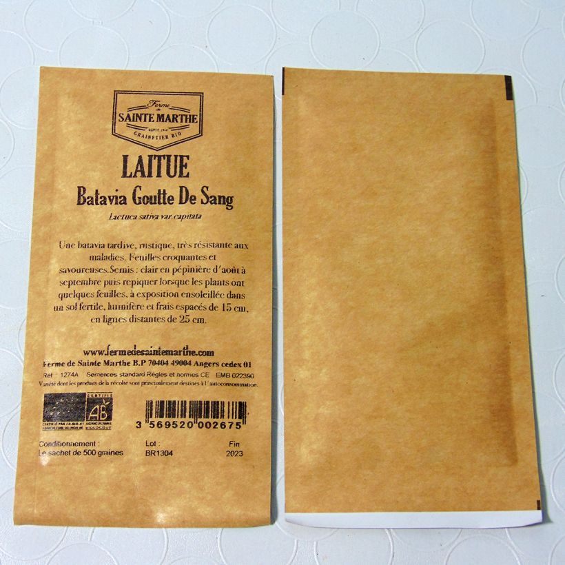 Example of Iceberg Lettuce Goutte de Sang - Ferme de Sainte Marthe seeds per pack of 500 seeds specimen as delivered