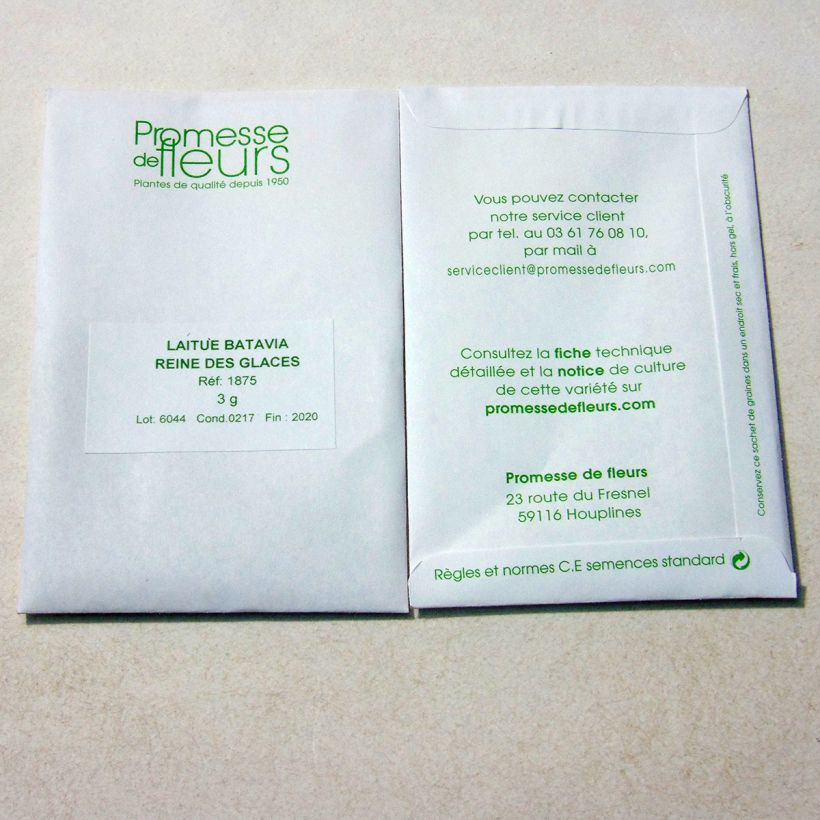 Example of Batavia Lettuce Reine des Glaces - Lactuca sativa per pack of 2500 seeds (3g) specimen as delivered